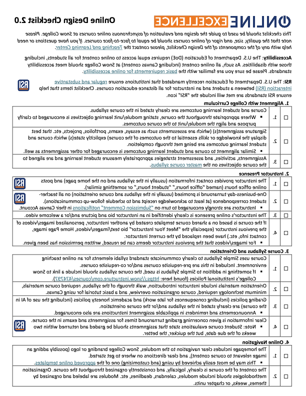 Course Design Checklist